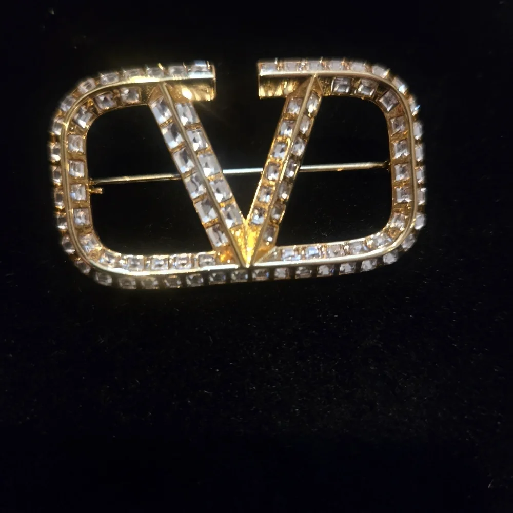 Valentino Gold and Silver Crystal Embellished Brooch
